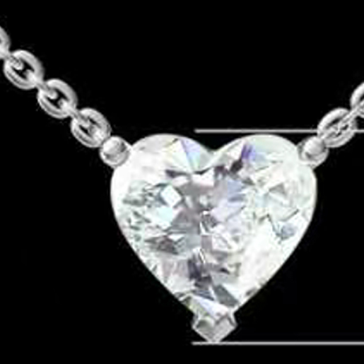 2卡心形单钻项链 