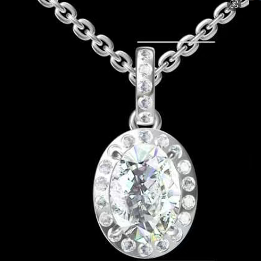 1卡椭圆围镶项链