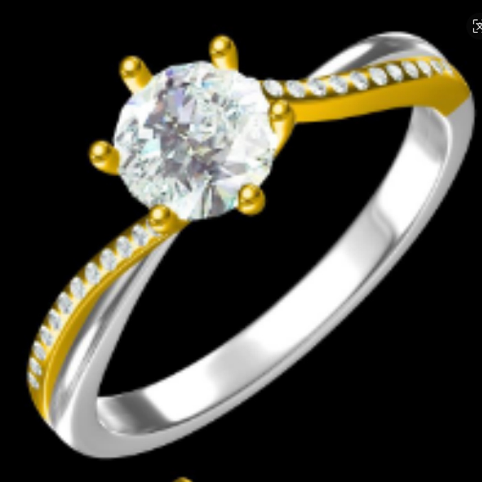 扭臂双色六爪钻戒